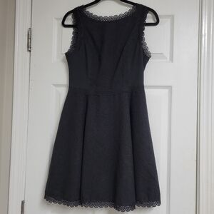 Susana Monaco Black Laser Trim Fit And Flare Dress